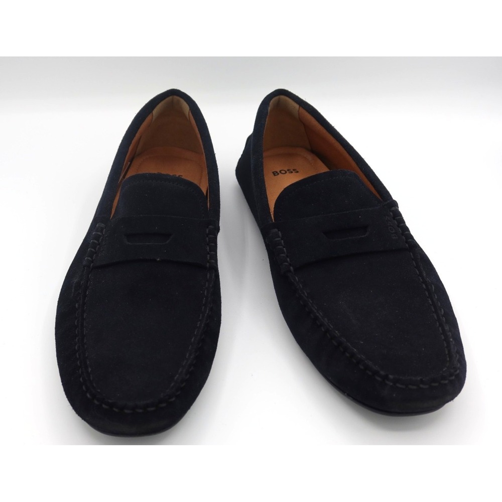 BOSS Hugo Boss Navy Suede Penny Loafers Shoes EU 42 - mens 9